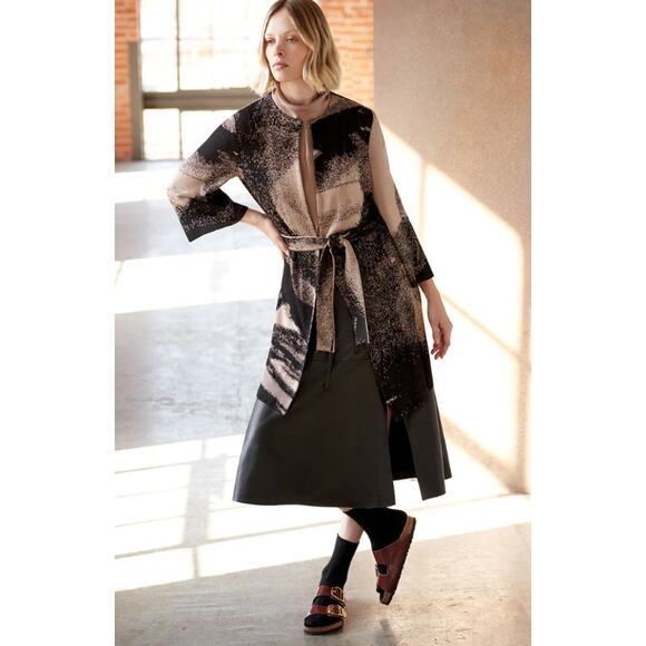 Ming Wang Abstract Jacquard Longline Belted Knit Jacket Size XL - Picture 2 of 14